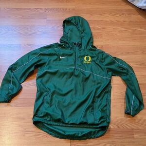 Rare Nike Oregon Ducks Rugby Team Issued Half Zip Hooded Windbreaker